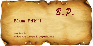 Blum Pál névjegykártya